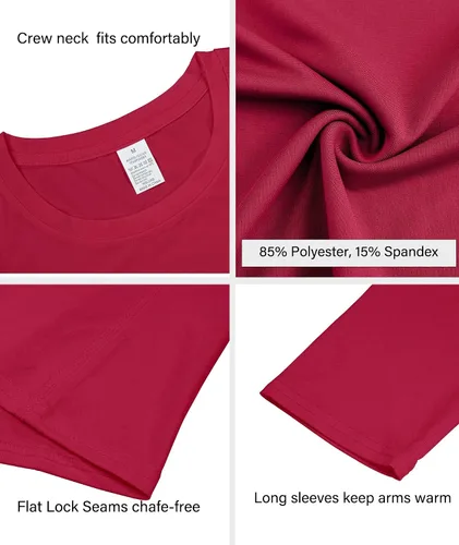 Vista 5 de HIBETY 3 Pack Women's UPF 50+ Sun Protection Shirts, Workout Gym Long Sleeve Shirts, Quick Dry Tops