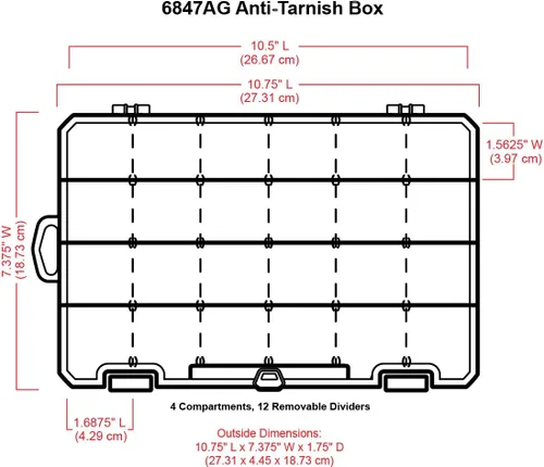 Vista 8 de Caja antimanchas Zerust mediana, 6 compartimientos, translúcida
