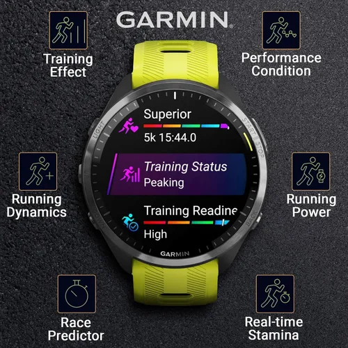 Vista 3 de Garmin Forerunner 965 Premium Reloj inteligente para correr y triatlón de 47 mm con pantalla táctil AMOLED, bisel de titanio DLC gris carbón