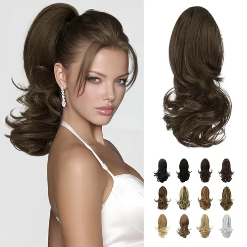Vista 16 de SOFEIYAN Extensión de Cola de Caballo de 13" Larga y Rizada con Clip en Garra, Extensión de Cabello Sintético de Aspecto Natural para Mujeres