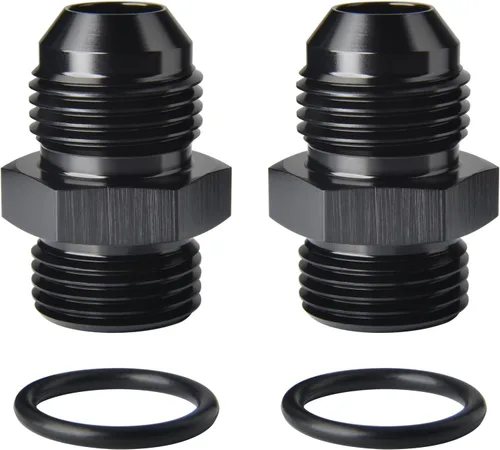 Vista 15 de 4AN macho a 4AN ORB con junta tórica Boss adaptador de riel de bomba de combustible de aluminio negro