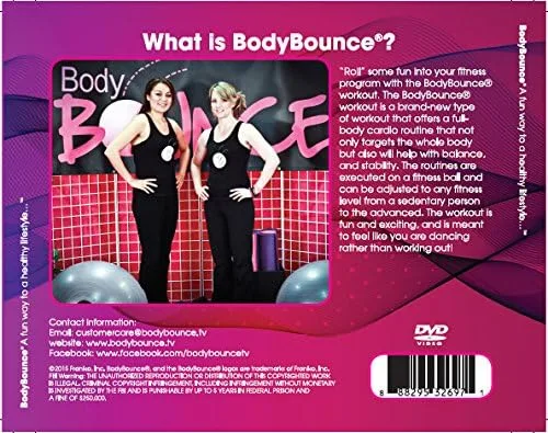 Vista 2 de BODYBOUNCE - DVD de entrenamiento de pelotas de fitness, DVD de ejercicio cardiovascular. Entrenamientos desafiantes y divertidos de bajo impacto