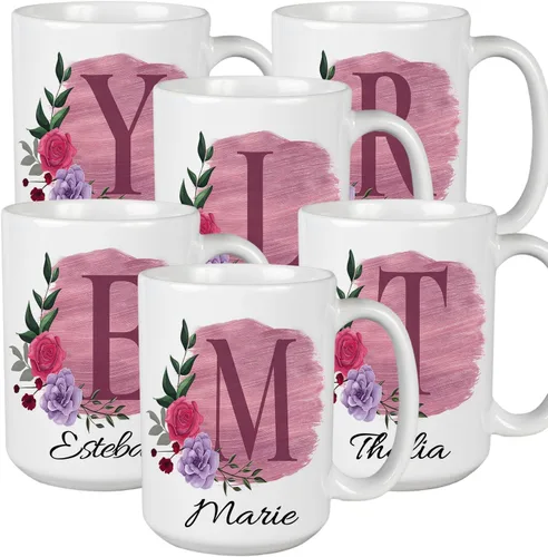 Vista 9 de Taza de café personalizada para tus amigos y familiares con inicial y nombre, regalo para todas las ocasiones, cumpleaños, Navidad, regalo de Acción