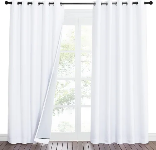 Vista 76 de NICETOWN - Cortinas divisoras con barrera de sonido 100% opacas de 84 pulgadas, cortinas con bloqueo de ruido, calor y frío con forro de tela