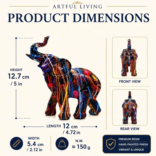 Vista 3 de Estatua de elefante, para mujer, coloridas figuras de elefante de resina, regalos de elefante para mujer, decoración de elefante para el hogar