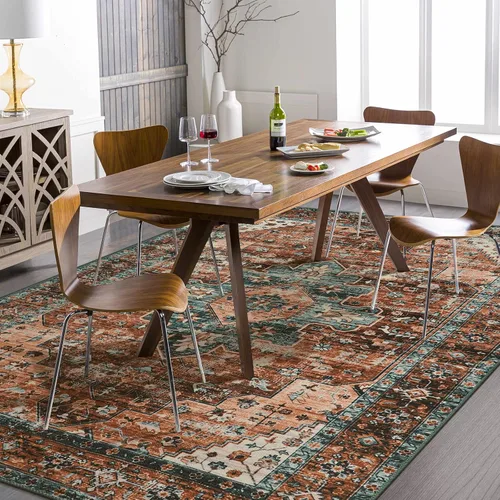 Vista 30 de Moynesa Alfombra ultra fina lavable de 2 x 3 pies, alfombra pequeña de cocina para entrada, interior, antideslizante, tapete vintage para puerta
