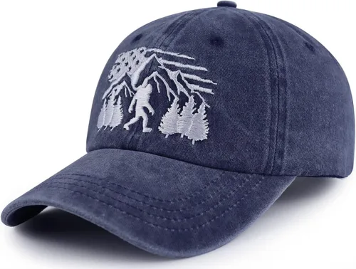 Vista 8 de Bigfoot Sombreros para hombres y mujeres, divertido gorro de béisbol ajustable de algodón lavado bordado salvaje pie grande Sasquatch