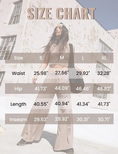 Vista 6 de Faleave Pantalones estilo palazzo casuales para mujer, cintura alta, holgados, pierna ancha, pantalones con bolsillos
