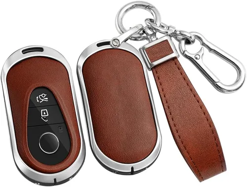 Vista 13 de ontto Llavero de cuero compatible con Mercedes-Benz 2020 en adelante, llavero de metal para Benz Clase S, Clase G, Clase E, color negro