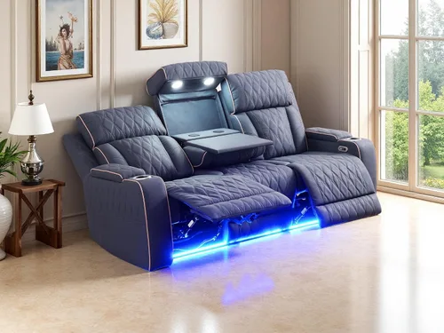 Vista 84 de Juego de sofás reclinables eléctricos, juegos de muebles de sala de estar, sofá reclinable eléctrico moderno negro, sofá biplaza y silla