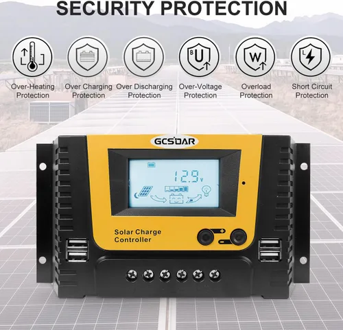Vista 8 de Controlador de carga solar 40A, 12V 24V 36V 48V Auto Max PV 100V Pantalla retroiluminada Quattro USB PWM Paneles Solares Cargador Regulador