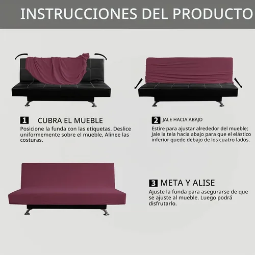 Vista 5 de Easy Going - Fundas elásticas para futón Protector de muebles de sofá cama sin reposabrazos con parte inferior elástica para niños, jacquard