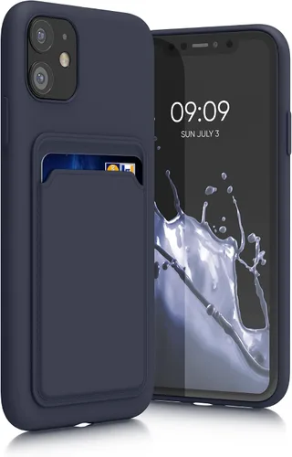 Vista 15 de kwmobile Funda compatible con Apple iPhone 11, funda de TPU con tarjetero de crédito, color amarillo radiante