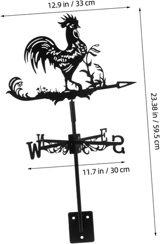 Vista 2 de Happyyami Paleta de viento de gallo en la azotea de la azotea, indicador de dirección del viento de metal retro, decoración de arte de jardín