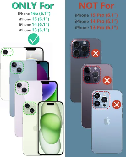 Vista 2 de FNTCASE Funda para iPhone 15: para iPhone 14, 13 y 16e, funda militar a prueba de golpes, funda resistente para teléfono celular con soporte y funda