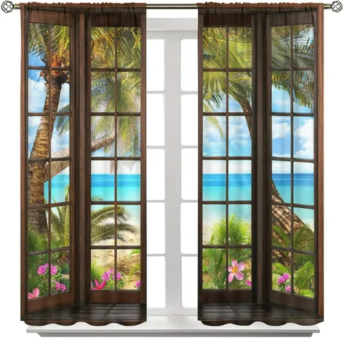 Vista 128 de Cortinas de paisaje, ventana 3D, primavera, bosque, vida silvestre, paisajes de naturaleza, dormitorio, sala de estar, cortinas térmicas opacas de 2