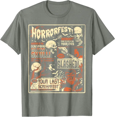 Vista 27 de Vintage Horrorfest Movie Poster Terror Old Time Halloween Camiseta S Negro