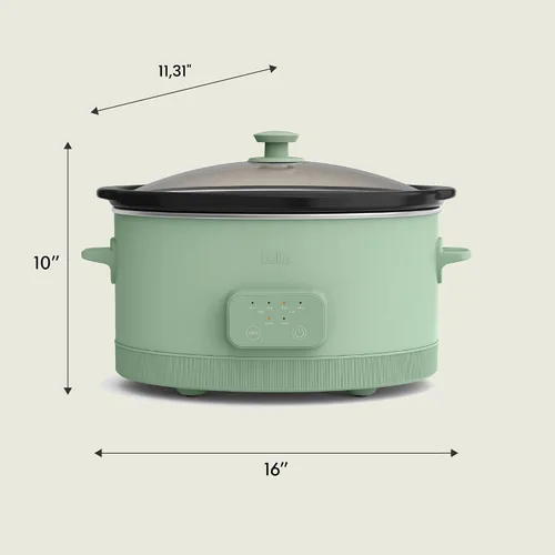 Vista 8 de BELLA 6.0 Qt Olla de cocción lenta programable, revestimiento antiadherente de cerámica, temperatura ajustable y tiempos de cocción, olla
