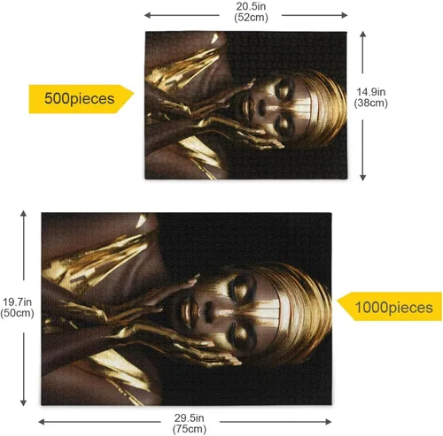 Vista 5 de Golden African Women Jigsaw Puzzles 500 Pieces for Adults with Mesh Storage Bag 2012186