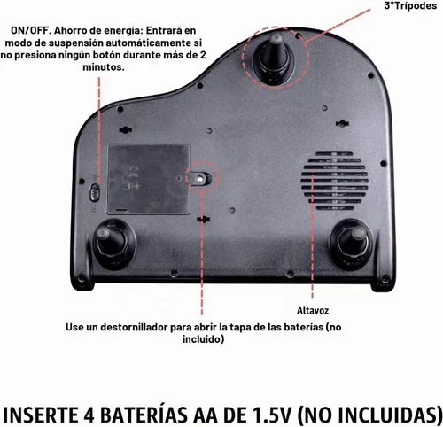 Vista 3 de Piano de juguete de 24 teclas para niños, instrumento musical elctrónico educativo con micrófono Negro