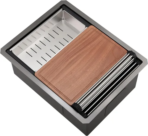 Vista 20 de Fregadero de Barra Negro Bajo Montaje, Fregadero de Cocina de 12 x 15 Pulgadas de Acero Inoxidable Negro Bajo Montaje, Cuenca Pequeña de Barra