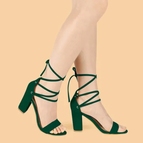 Vista 2 de Allegra K - Sandalias de tacón alto con cordones para mujer