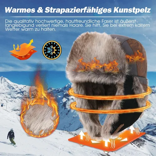 Vista 16 de Comhats Gran XL Trapper Trooper Caza Cálido Oído Solapa Rusia Ushanka Invierno Esquí Clima Frío Bombardero Sombreros para Hombres