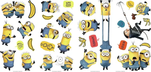 Vista 2 de Minions: The Rise of Gru - Calcomanías de pared para despegar y pegar de RoomMates