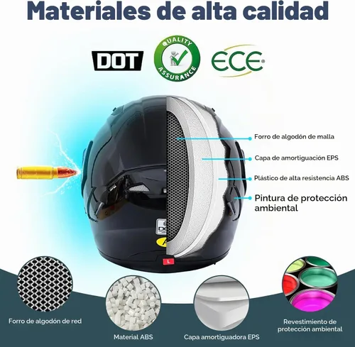 Vista 3 de Casco de motocicleta modular con Bluetooth UWILSEE, Casco integral abatible de cara completa con visera doble aprobado por DOT, con altavoces duales