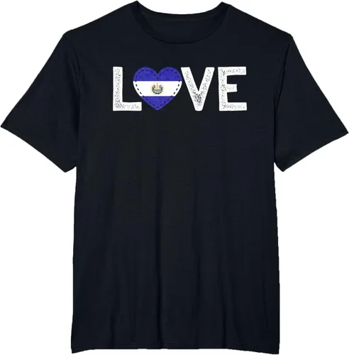 Vista 35 de Camiseta de regalo con la bandera de El Salvador LOVE, Negro, S