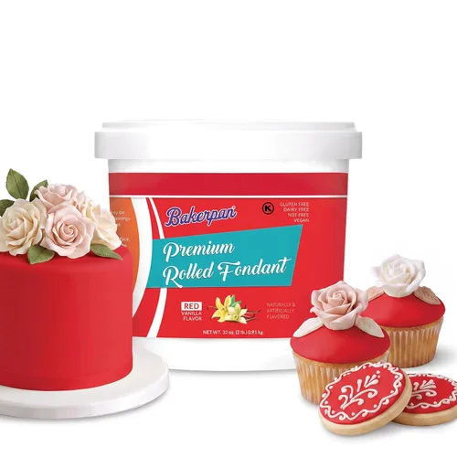 Vista 11 de Bakerpan Fondant negro enrollado prémium para decoración de pasteles, 1 libra, sabor vainilla