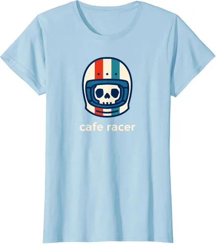 Vista 19 de Cafe Racer Moda Simple Casco Diseño Motocicleta Camiseta Negro