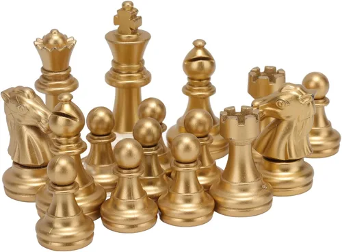 Vista 4 de Honio Juego de ajedrez dorado y plateado duradero de 1.93 pulgadas para juegos de rompecabezas