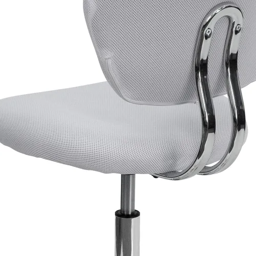 Vista 8 de EMMA + OLIVER Silla de oficina giratoria de malla blanca con respaldo medio con base cromada Blanco