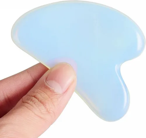 Vista 3 de Herramienta de cuarzo natural con forma de corazón de cristal Gua Sha, herramienta de masaje de spa, herramienta de masaje facial para cuello