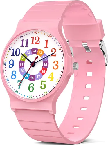 Vista 18 de Reloj analógico para niños y niñas, resistente al agua hasta 30M, reloj deportivo para niños, fácil de leer, con esfera fina, correa suave