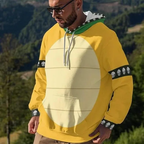 Vista 5 de Bowser Costume Adult - 3D Printed Full Zip Cosplay Hoodie