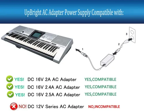Vista 2 de UpBright Adaptador de 16 V CA/CC compatible con Yamaha PA-300 PA-301 PA-300B PA-300C P-120 S Pro P-120S Motif-Rack ES XS Synthesizer PSR PSR-S PSRS