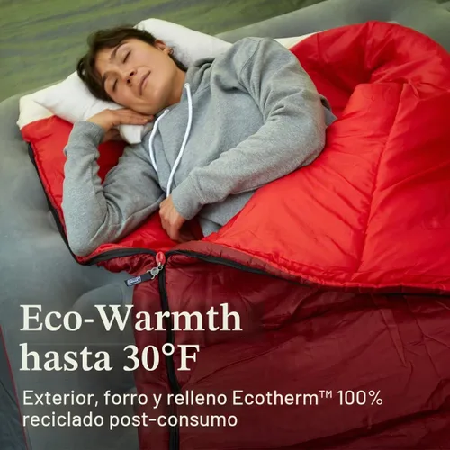 Vista 2 de Coleman Flatlands 30/40/50°F Sleeping Bag, Made from 100% Recycled Material, Big & Tall Options, Cool-Weather Sleeping Bag for Camping, Sleepovers