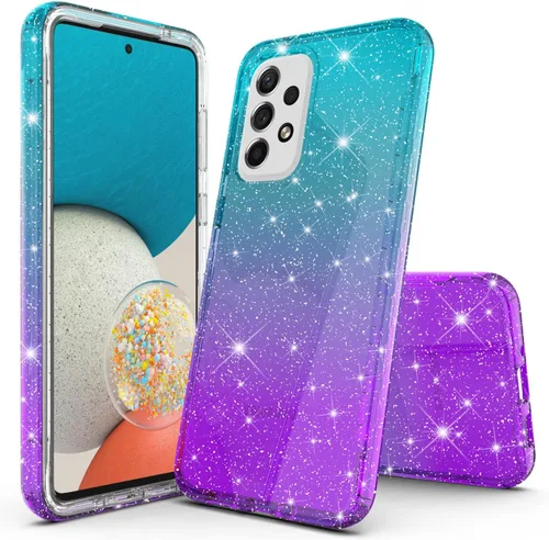 Vista 5 de Cpm- Funda híbrida con purpurina para Samsung Galaxy A23, con purpurina híbrida, color degradado para Samsung Galaxy A23 (azul/morado)
