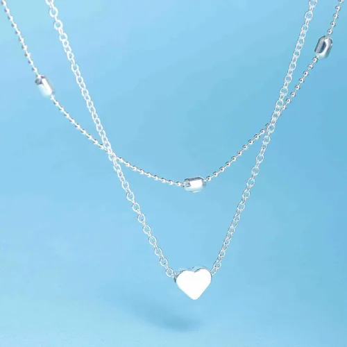 Vista 6 de Collar de gargantilla en capas con colgante de corazón, cadenas de amor, joyería para mujer