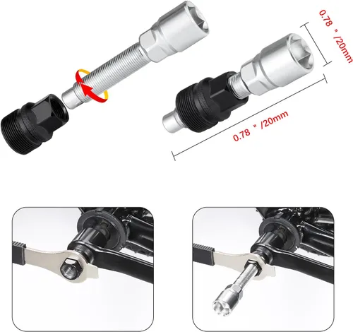 Vista 4 de Extractor de manivela de bicicleta Herramienta de extracción de soporte inferior de bicicleta con llave de 0.630 in Kit de herramientas