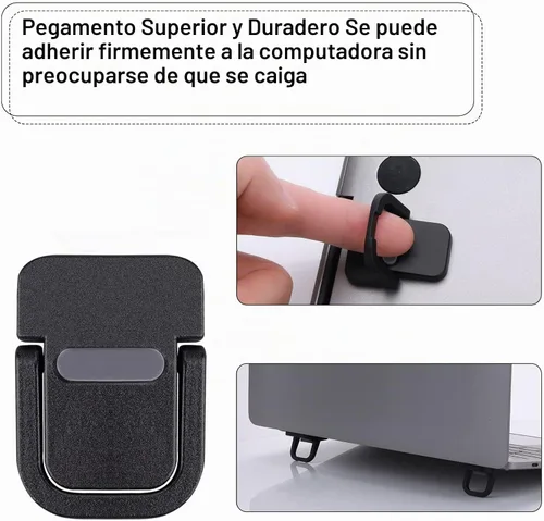 Vista 5 de Abeillo 2 soportes elevadores de teclado portátil, autoadhesivo, soporte invisible para teclado de computadora para escritorio, pies de laptop Negro
