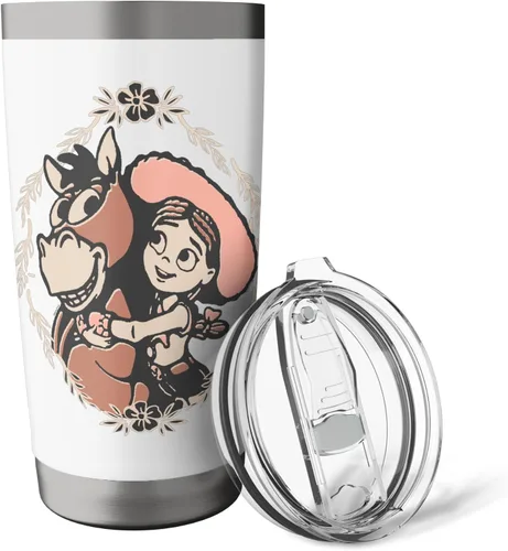 Vista 5 de Disney and Pixar's Toy Story 5 Jessie Hugging Bullseye - Vaso aislado de acero inoxidable Blanco