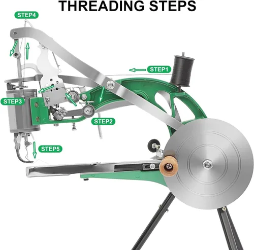 Vista 3 de FAHKNS Máquina de coser de cuero, máquina de coser de piel para reparación de zapatos, reparación manual de costura de zapatero con doble línea