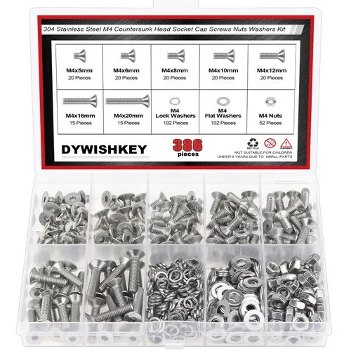Vista 18 de DYWISHKEY - Juego de 566 piezas M2x 4/6/8/10/12/16/20mm tornillos de cabeza de botón, kit de tuercas y arandelas, tornillos M2, acero inoxidable 304