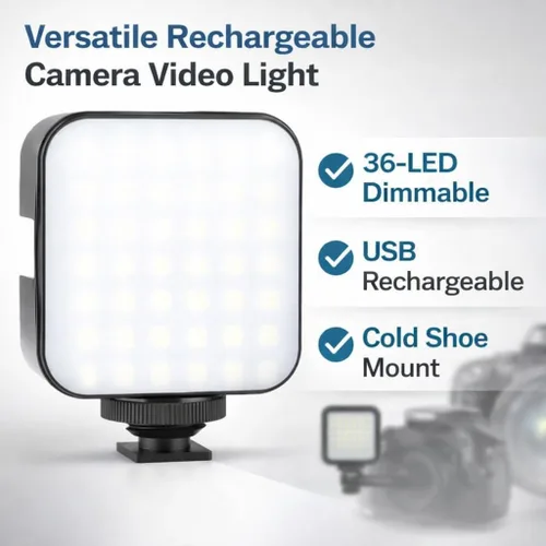 Vista 2 de Mini luz LED USB recargable universal para cámaras DSLR con cable micro USB para cámaras Nikon, Canon, Panasonic, Sony, Olympus, Fujifilm, Pentax
