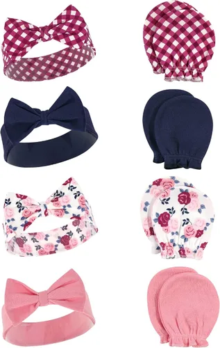 Vista 129 de Hudson Baby Conjunto de diadema de algodón y manoplas para rascar para bebé
