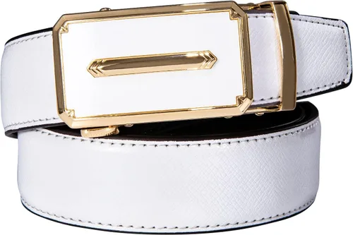 Vista 48 de Barry.Wang Cinturón de trinquete de cuero para hombre 1 3/8" hebilla A Oro Verde