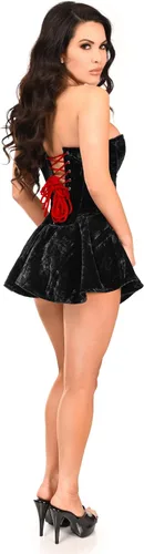 Vista 4 de Daisy corsets Womens Top Drawer Black Velvet Steel Boned Corset Dress